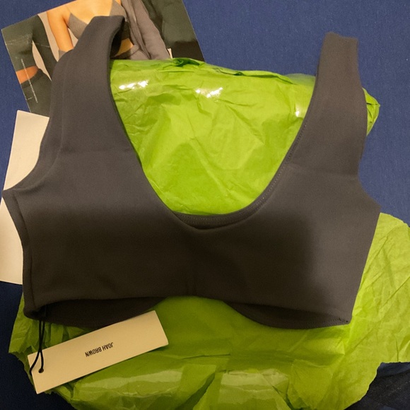 🆕JOAH BROWN SUEDED NAVY CROPPED CONTOUR BRA SIZE: XS/S NWT - Picture 11 of 16